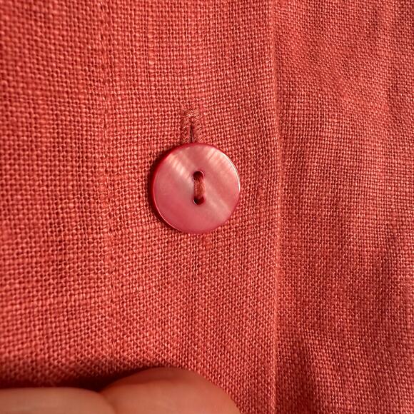 UNITS | Coral Linen Long Sleeve Chest Pocket Blouse Ladder Stitch | Size 3X - Picture 5 of 6